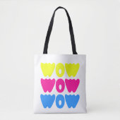 Funny bunt WOW Sprichwort Simple Pink Blue Gelb Tasche (Vorderseite)