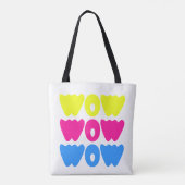 Funny bunt WOW Sprichwort Simple Pink Blue Gelb Tasche (Rückseite)