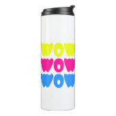 Funny bunt WOW Sprichwort Simple Pink Blue Gelb Thermosbecher (Nach links gedreht)
