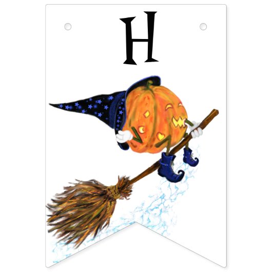 Funny Bunting Flags Halloween Hexenkürbis Wimpelkette (Zweite Fahne)