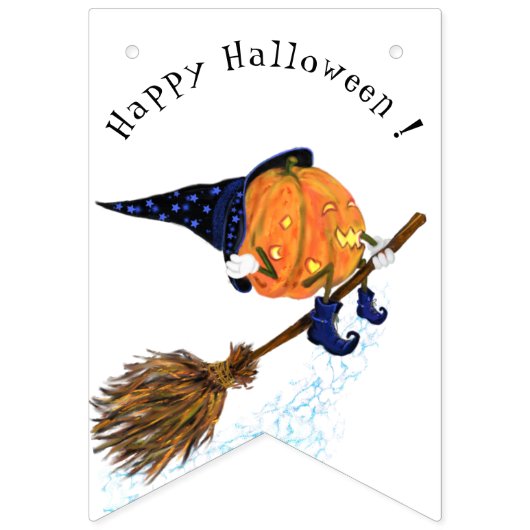 Funny Bunting Flags Halloween Hexenkürbis Wimpelkette (Erste Fahne)