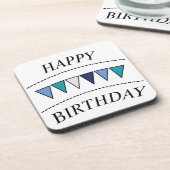 Funny Bunting Happy Birthday Getränkeuntersetzer (Linke Seite)