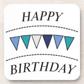 Funny Bunting Happy Birthday Getränkeuntersetzer (Vorderseite)