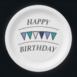 Funny Bunting Happy Birthday Pappteller<br><div class="desc">Cooles Zusammenfügen des Designs mit einer Textvorlage. Klicken Sie auf Personalisieren und geben Sie lustige Wörter ein,  oder Namen,  um oben und unter der Schleife zu zeigen.</div>