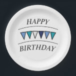Funny Bunting Happy Birthday Pappteller<br><div class="desc">Cooles Zusammenfügen des Designs mit einer Textvorlage. Klicken Sie auf Personalisieren und geben Sie lustige Wörter ein,  oder Namen,  um oben und unter der Schleife zu zeigen.</div>