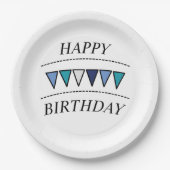 Funny Bunting Happy Birthday Pappteller (Vorderseite)