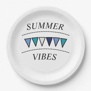 Funny Bunting Summer Vibes Pappteller
