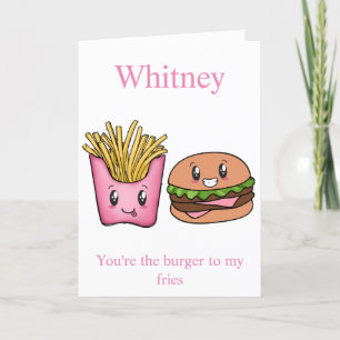 Funny Burger and Fries Valentinstag Card Feiertagskarte