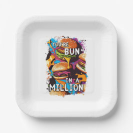 Funny BURGER Bun in a Million Puff für Food Lovers Pappteller