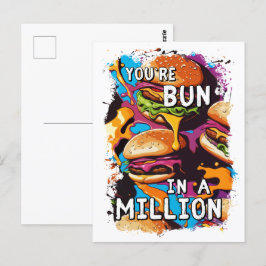 Funny BURGER Bun in a Million Puff für Food Lovers Postkarte