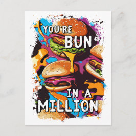 Funny BURGER Bun in a Million Puff für Food Lovers Postkarte