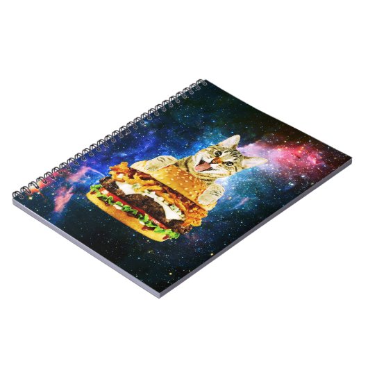 Funny Burger Cat Notizblock (Linke Seite)