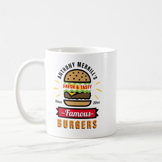 Funny Burger Individuelle Name Tasse (Links)
