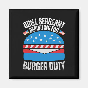 Funny Burger liebt die amerikanische Flagge Happy  Magnet
