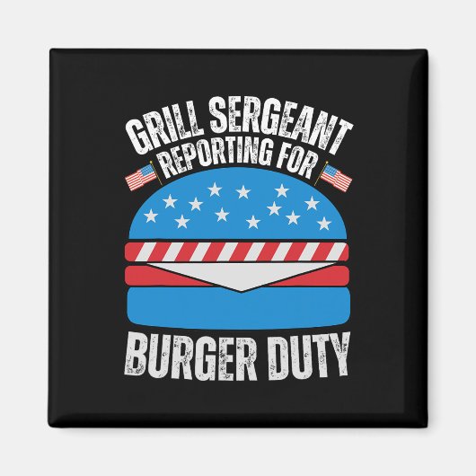 Funny Burger liebt die amerikanische Flagge Happy  Magnet (Vorne)