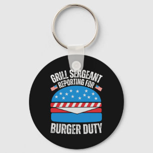Funny Burger liebt die amerikanische Flagge Happy Schlüsselanhänger