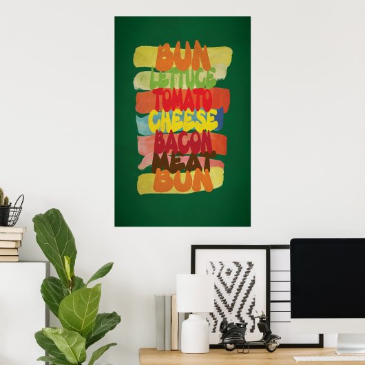 Funny Burger Typografy Art Poster (Heimbüro)