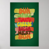 Funny Burger Typografy Art Poster (Vorne)
