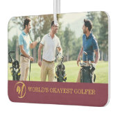 Funny Burgundy Monogram Golf Foto Autolufterfrischer (Links)