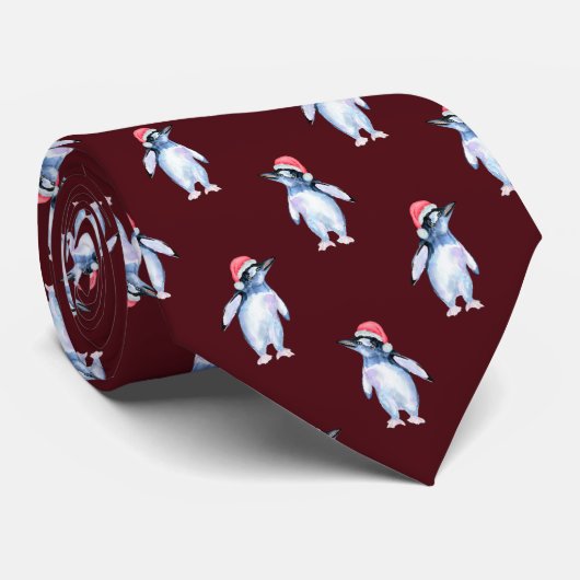Funny Burgundy Pinguin Krawatte für Tierfreunde (Gerollt)