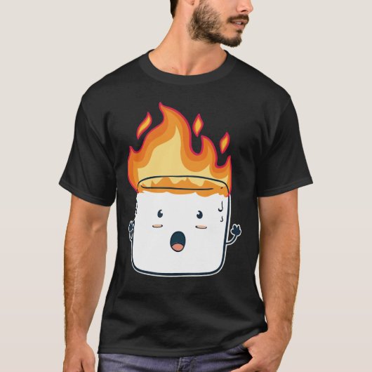 Funny Burning Marshmallow Camping Geschenk für Cam T-Shirt (Vorderseite)