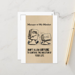 Funny Büro Humor: Manager von My Mindset Postcard Feiertagspostkarte