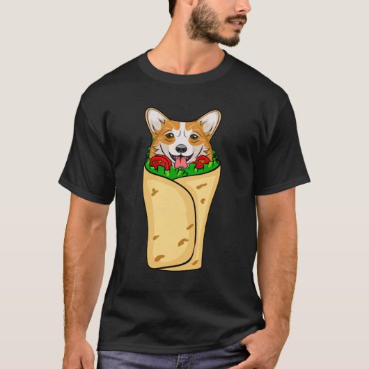 Funny Burrito Corgi Dog Mexiko Sombrero Fiesta832 T-Shirt (Vorderseite)