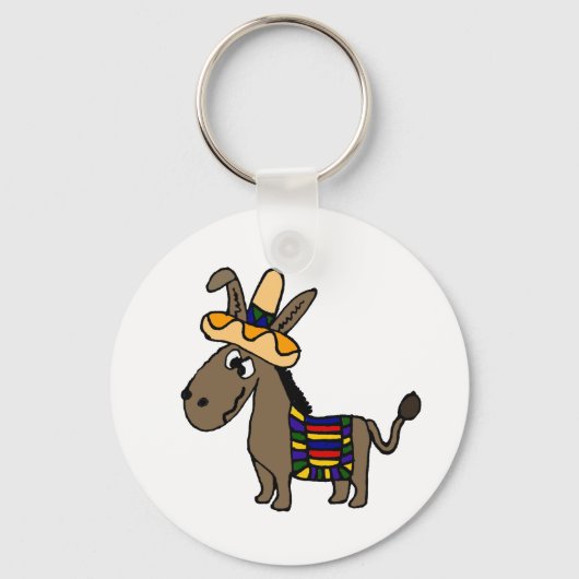 Funny Burro mit Sombrero und Blanket Schlüsselanhänger (Vorderseite)