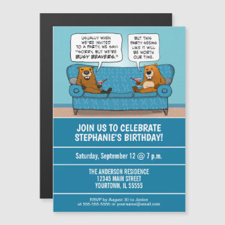 Funny Business Beaaves Geburtstagsparty Magneteinladung