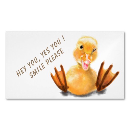 Funny Business Card Magnet mit Happy Yellow Duck (Vorderseite)