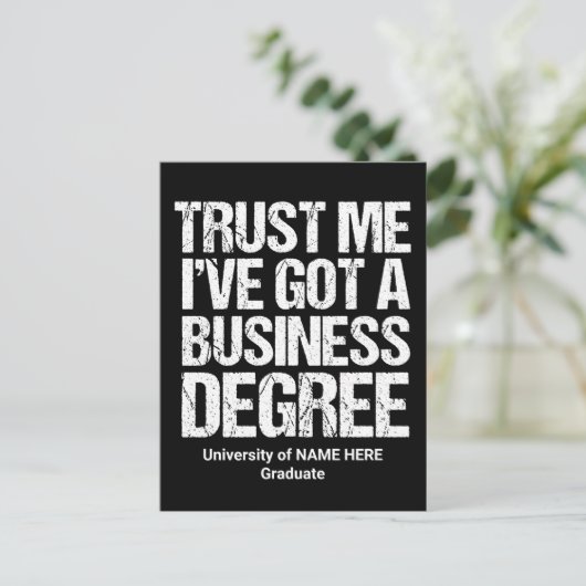 Funny Business School Abschluss Custom Uni Postkarte (Stehend Vorderseite)