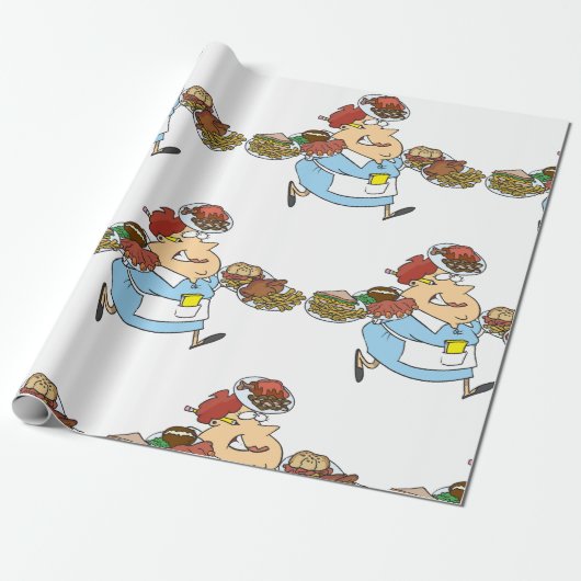 Funny Busy Waitress Overworked Server Geschenkpapier (Ungerollt)