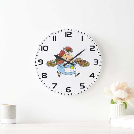 Funny Busy Waitress Overworked Server Große Wanduhr (Zuhause)