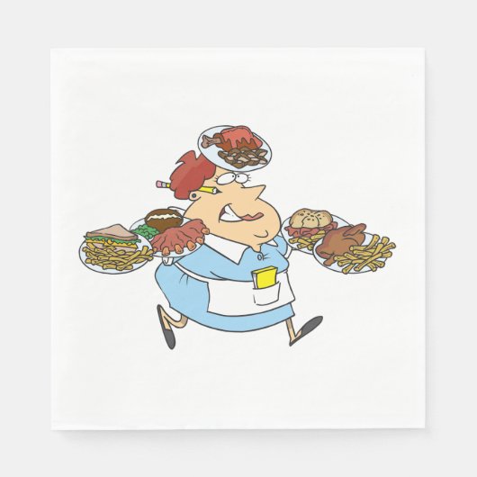 Funny Busy Waitress Overworked Server Serviette (Vorderseite)