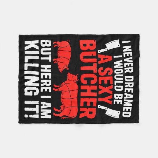 Funny Butcher Design For Men Women Butchery Meat B Fleecedecke (Vorderseite (Horizontal))