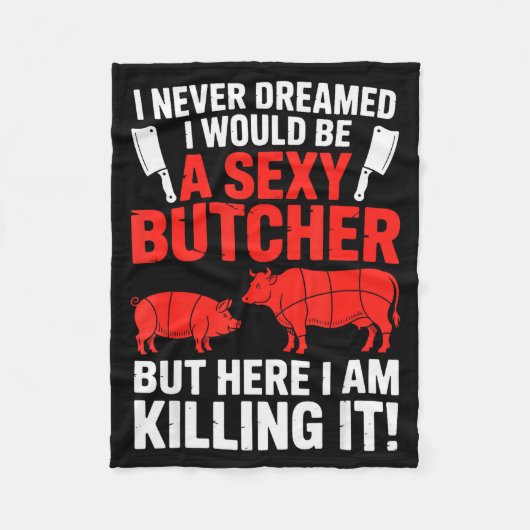Funny Butcher Design For Men Women Butchery Meat B Fleecedecke (Vorderseite)