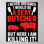 Funny Butcher Design For Men Women Butchery Meat B Poster (Vorne)