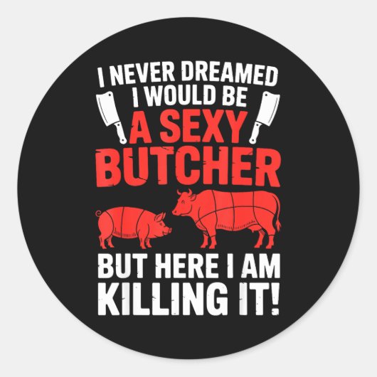 Funny Butcher Design For Men Women Butchery Meat B Runder Aufkleber (Vorderseite)