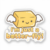 Funny Butter Fly Pun Cute Food Humor Kawaii Aufkleber (Vorderseite)