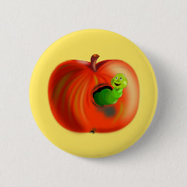 Funny Button Happy Apple Worm
