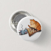 Funny Button mit Cat and Mouse Playing Schach (Vorne & Hinten)