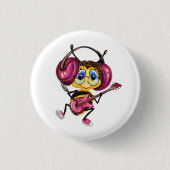 Funny Button mit Guitar Player Bee (Vorderseite)