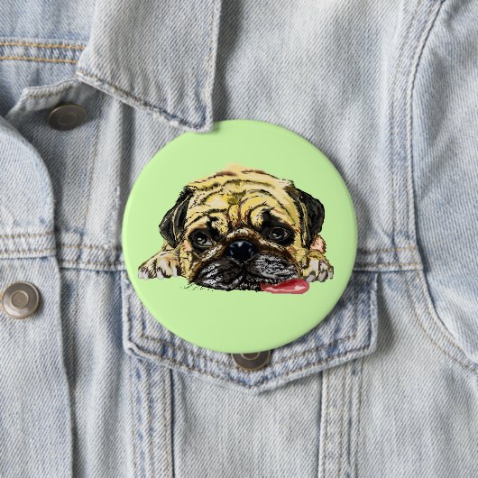 Funny Button mit Mops Dog - Benutzerdefinierte Far (Beispiel)