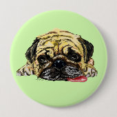 Funny Button mit Mops Dog - Benutzerdefinierte Far (Vorderseite)