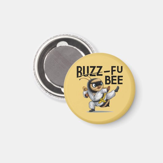 Funny Buzz-Fu Bee Martial Arts Magnet (Vorderseite/Rückseite)