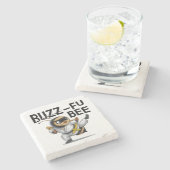 Funny Buzz-Fu Bee Martial Arts Steinuntersetzer (Seitenansicht)
