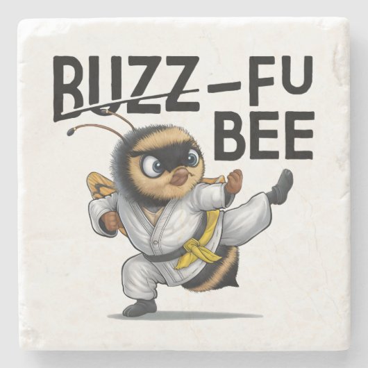 Funny Buzz-Fu Bee Martial Arts Steinuntersetzer (Vorderseite)