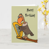 Funny Buzzard spielt Harfendesign Karte (Gelbe Blume)