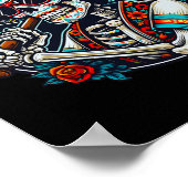 Funny Bysebyll Skeleton Mexican Sombrero Cool Cinc Poster (Ecke)