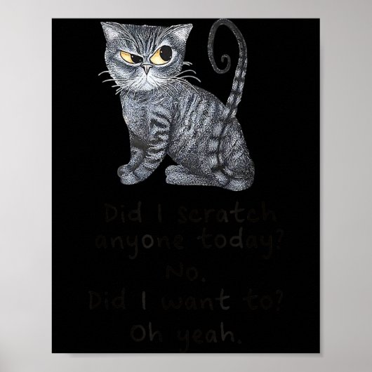 Funny Ca_ Sarcastic Cat Did I Scratched Anyone Tod Poster (Vorne)
